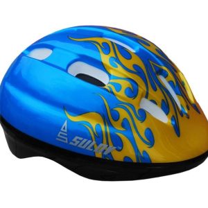 Sulov Dětská cyklo helma Junior modrá s plameny