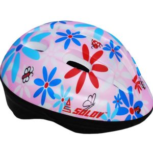 Sulov Dětská cyklo helma Junior sv. růžová s květy