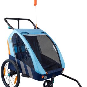 Bellelli - Trailblazer dětský kombinovaný modrý vozík za kolo + kočárek pro 2 děti
