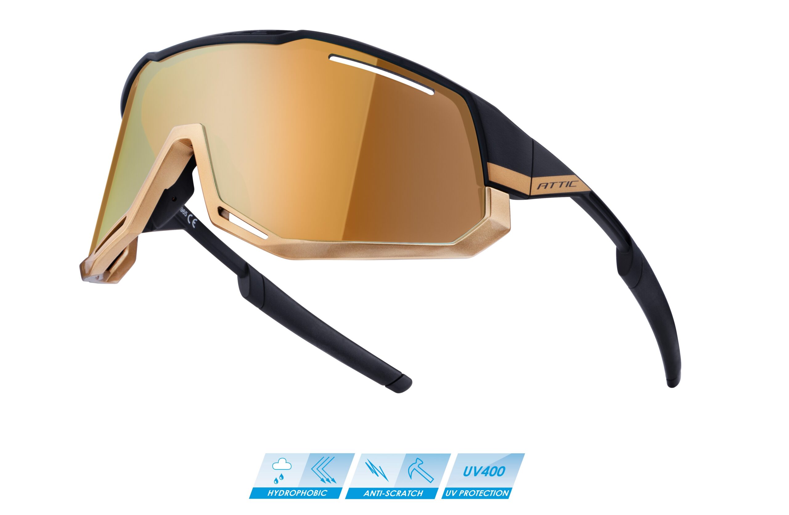 Brýle FORCE ATTIC černo-zlaté - zlaté zrc. sklo