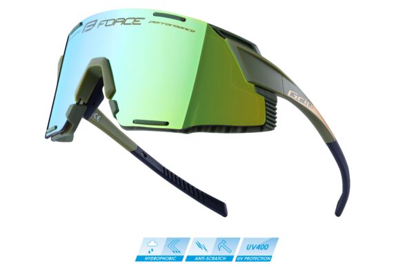 Brýle FORCE GRIP army-zlaté - zlaté revo sklo