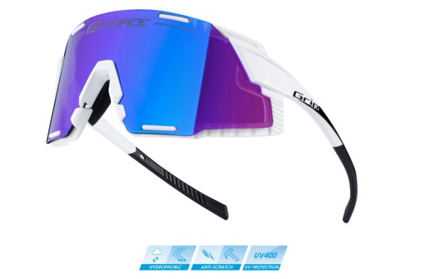 Brýle FORCE GRIP bílé - modré revo sklo
