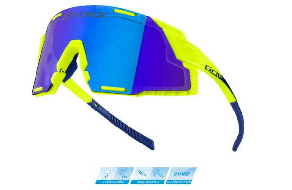 Brýle FORCE GRIP fluo - modré revo sklo
