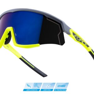 Brýle FORCE SONIC šedo-fluo - modro-fial. zrc. sklo