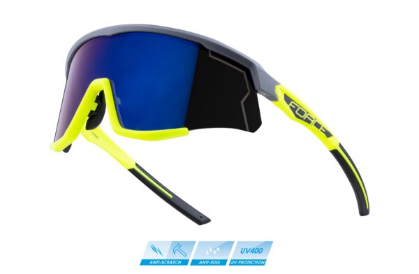 Brýle FORCE SONIC šedo-fluo - modro-fial. zrc. sklo