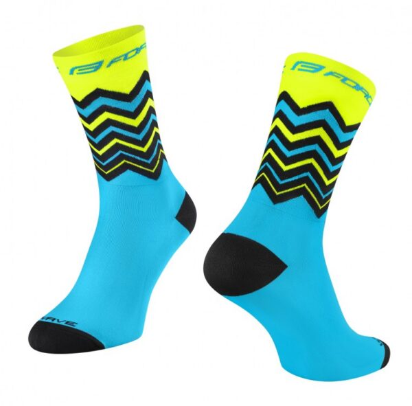 Cyklistické ponožky Force Wave - modrá/fluo vel. S/M