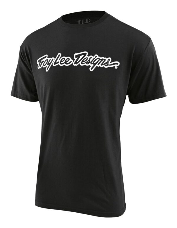Dětské triko s krátkým rukávem Troy Lee Designs Signature - Black Velikost: XL