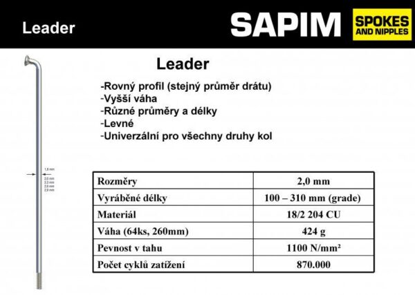 Dráty Sapim Leader 2 mm
