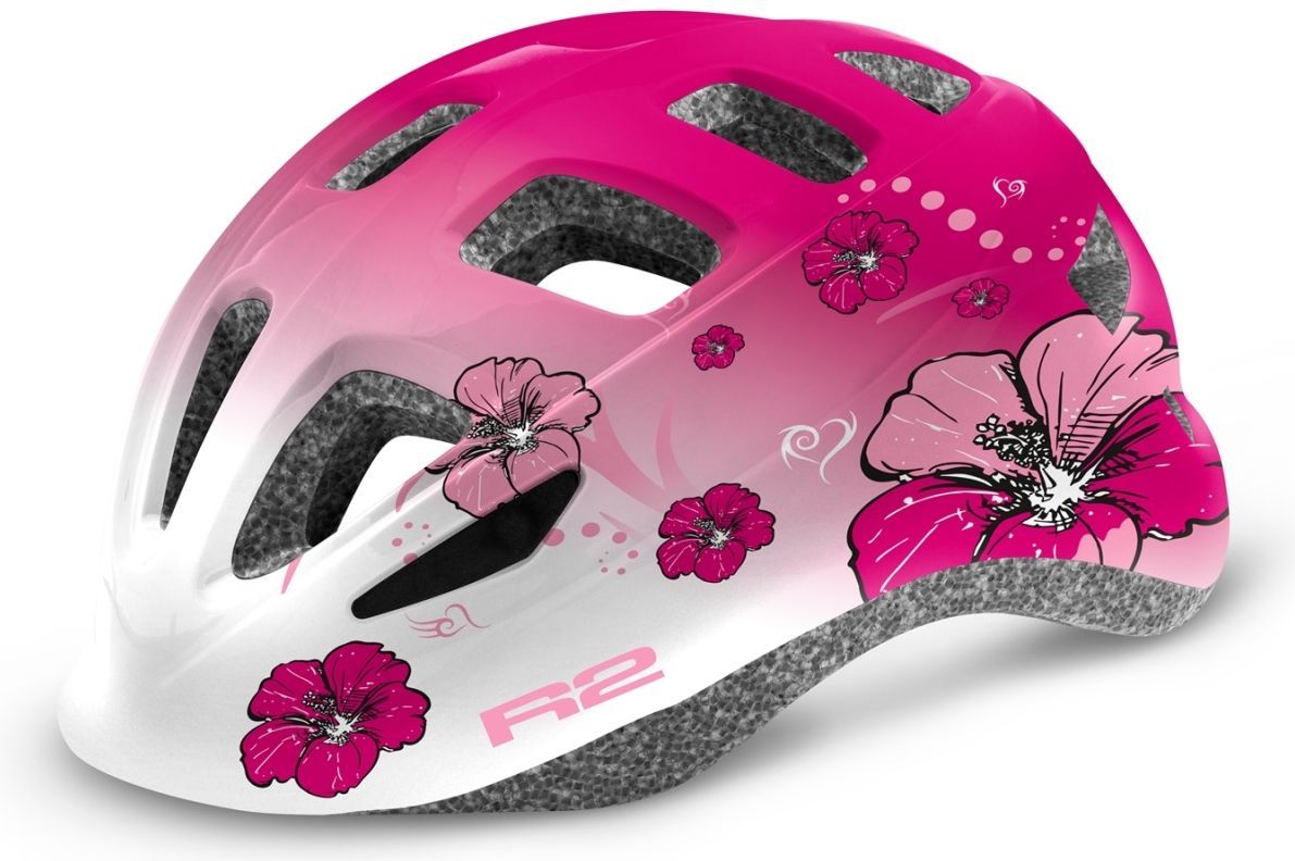 Přilba R2 Bunny - Lesklá bílá/Růžová/Květina Vel. XS 48-50 cm