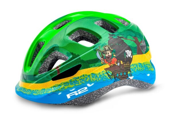 Přilba R2 Bunny - Zelená / Modrá / Pirát Vel. XS 48-50 cm