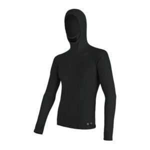 SENSOR MERINO DF pánské triko dl.rukáv s kapucí černá Velikost: XXXL