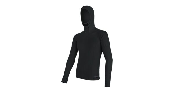 SENSOR MERINO DF pánské triko dl.rukáv s kapucí černá Velikost: XXXL