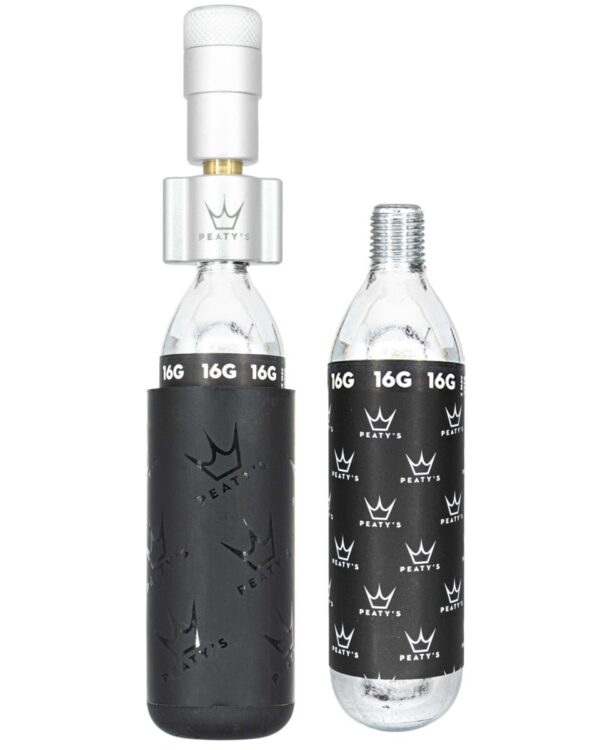 PEATYS Pumpa na bombičky PEATY'S HOLESHOT CO2 TYRE INFLATOR - ROAD & GRAVEL (16G) - SILVER