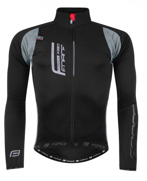Cyklistická bunda Force X80 tenký softshell - Černá / Šedá vel. M