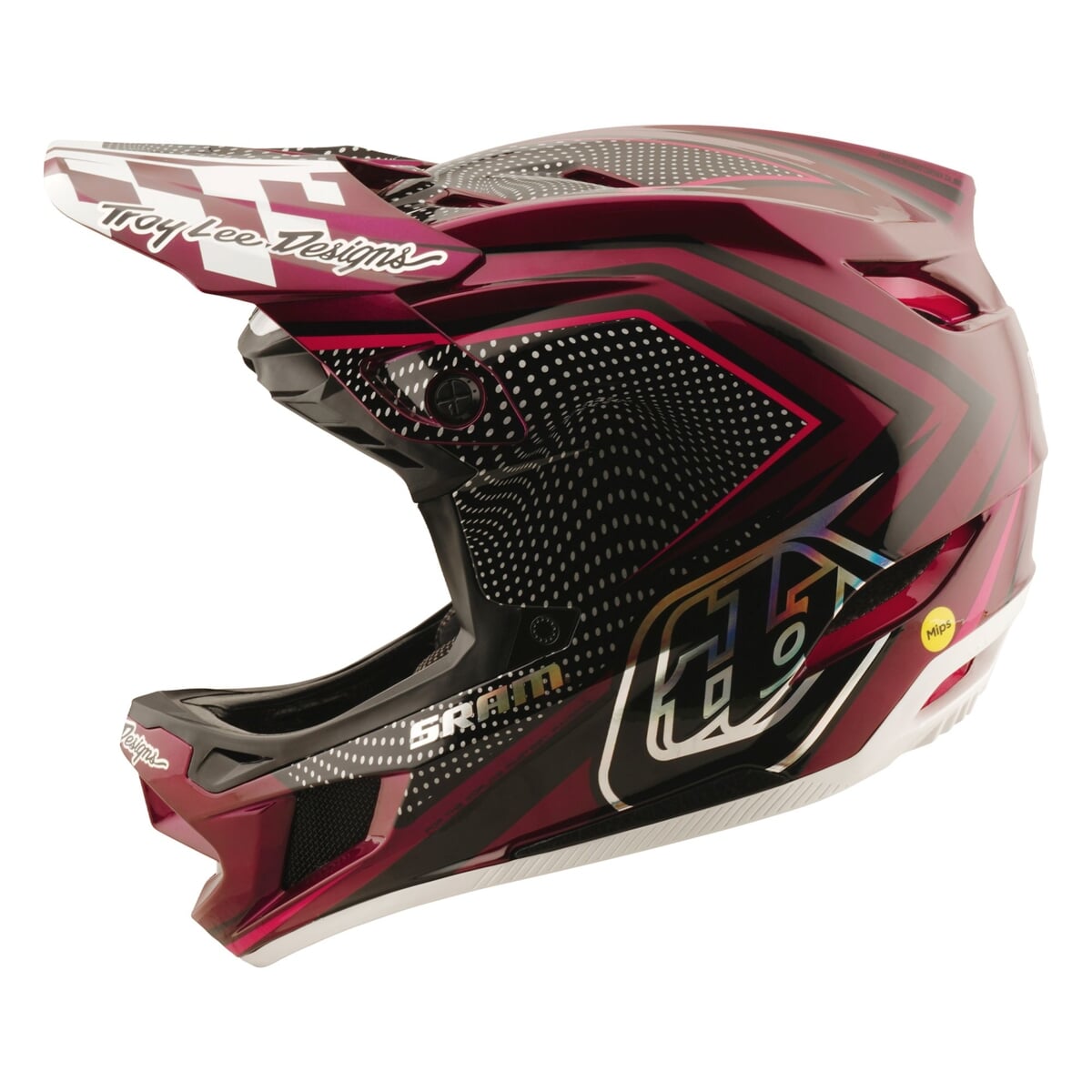 Integrální přilba Troy Lee Designs D4 Carbon X Sram - Radioscape Fuchsia/Black/Berry Velikost: S - Obrázek 2