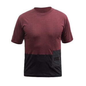 Pánské funkční triko s krátkým rukávem Fresh Trash Lite merino pocket - Merlot red/Black Velikost: M