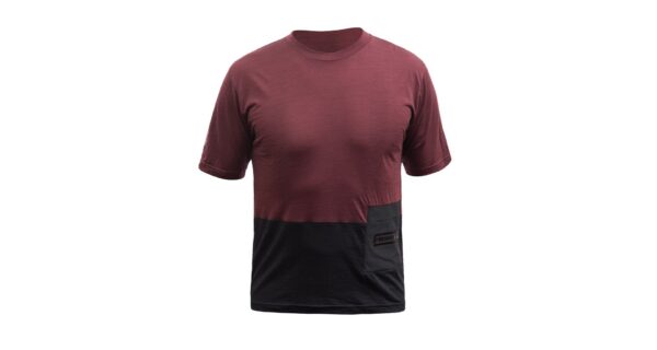 Pánské funkční triko s krátkým rukávem Fresh Trash Lite merino pocket - Merlot red/Black Velikost: M