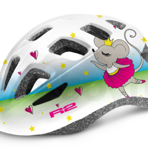 Přilba R2 Bunny - Lesklá bílá/Modrá/Myška Vel. XS 48-50cm