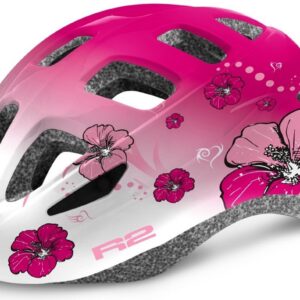 Přilba R2 Bunny - Lesklá bílá/Růžová/Květina Vel. XS 48-50 cm