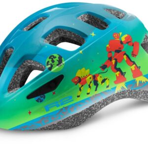 Přilba R2 Bunny - Lesklá modrá/Zelená/Robot Vel. XS 48-50 cm