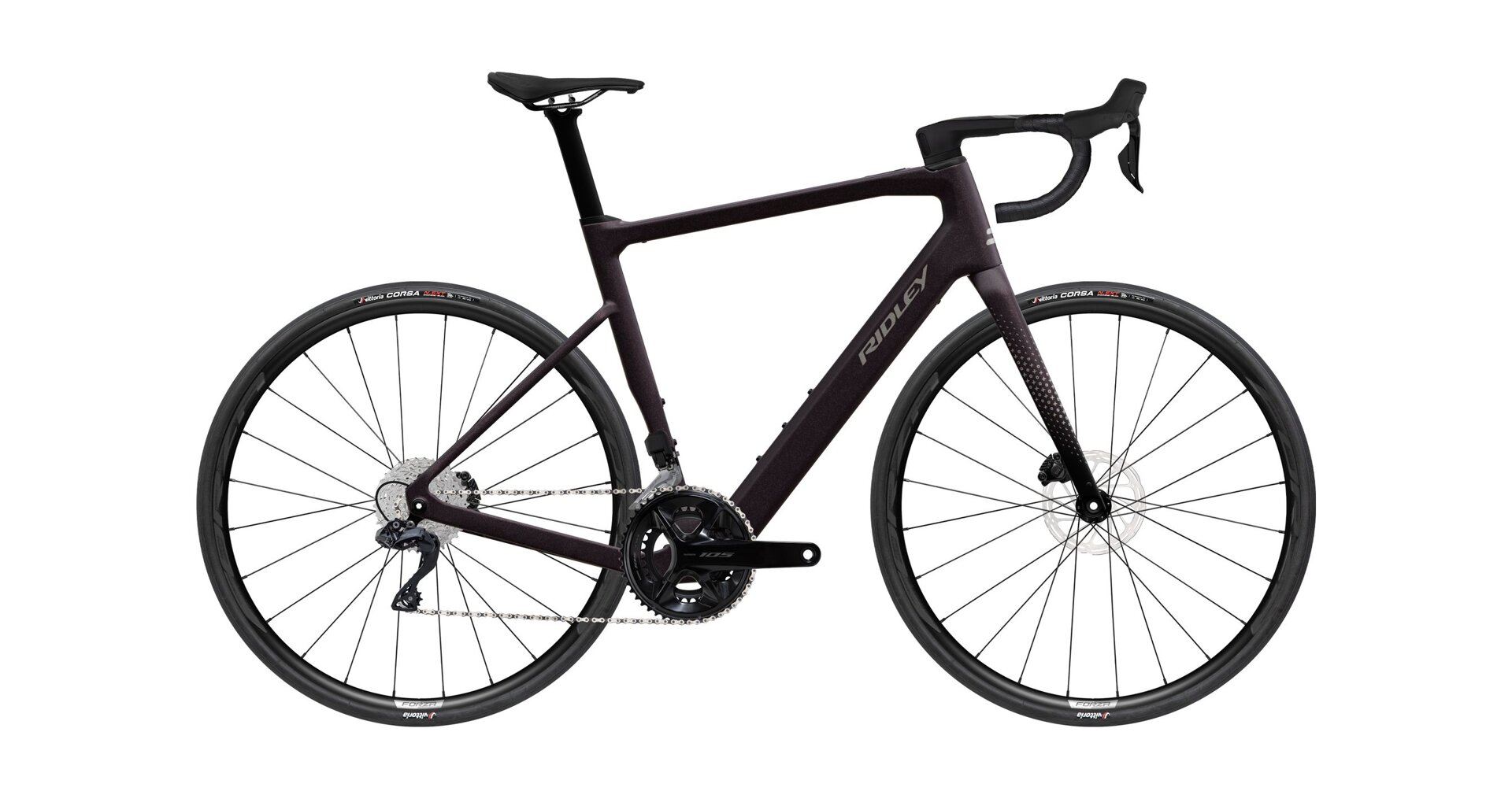 Ridley E-Grifn Shimano 105 Di2 - Dark Plum Metallic / Autumn Grey Metallic Velikost: XL