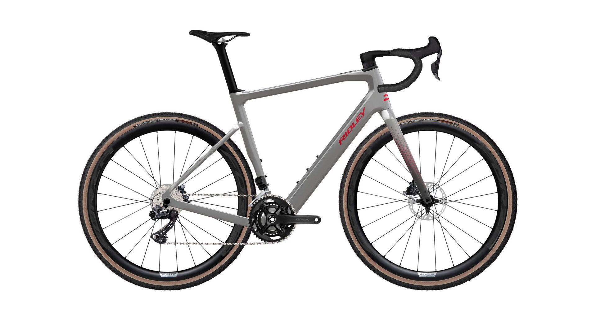 Ridley E-Grifn Sram Apex AXS - Battleship Grey / Candy Red Metallic Velikost: XL