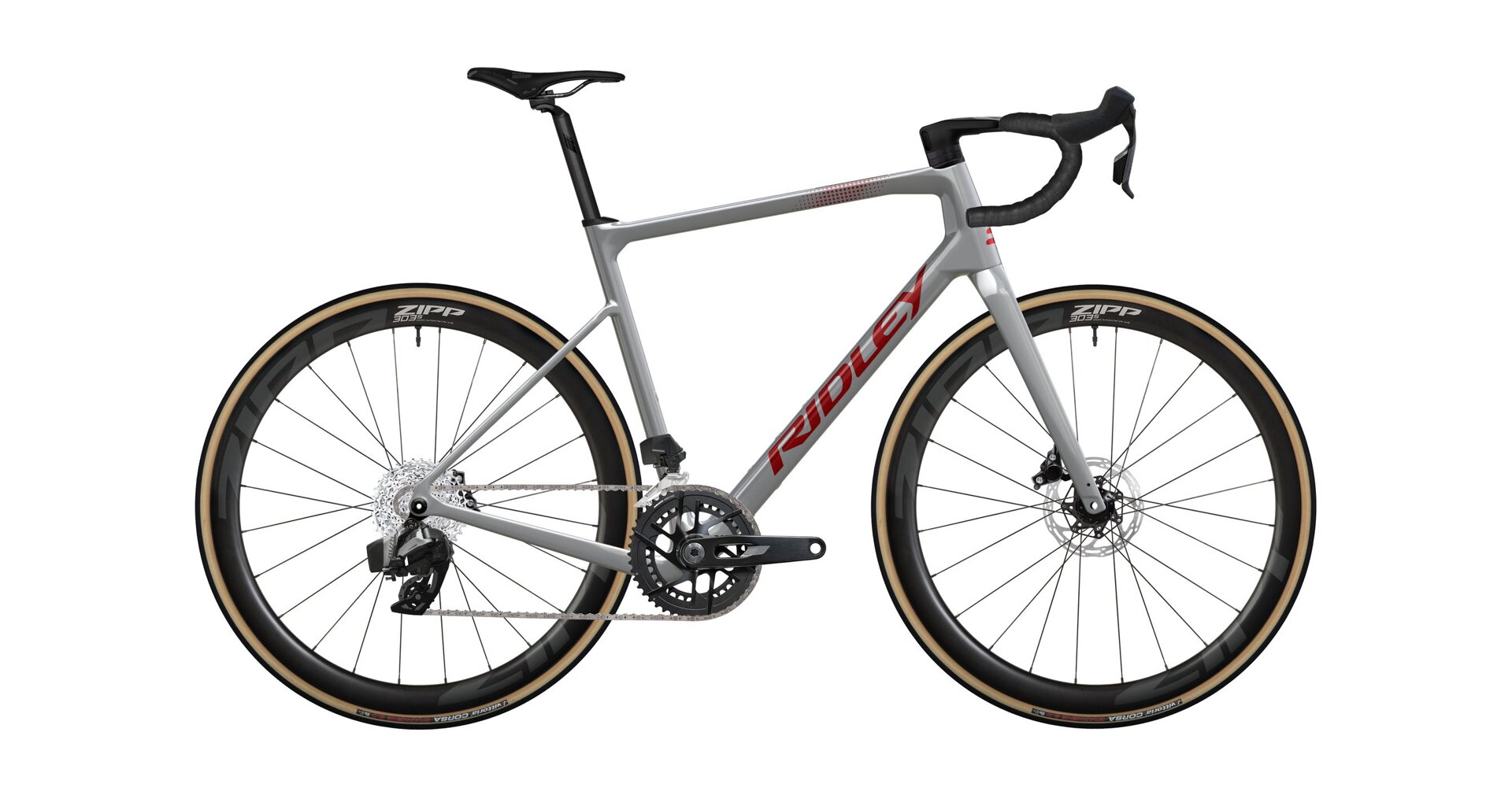 Ridley Grifn Sram Rival AXS - Battleship Grey / Candy Red Metallic Velikost: S